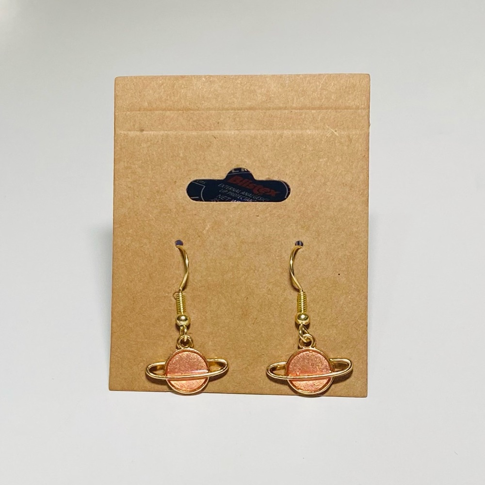 Rose Gold Saturn Earrings | Handmade